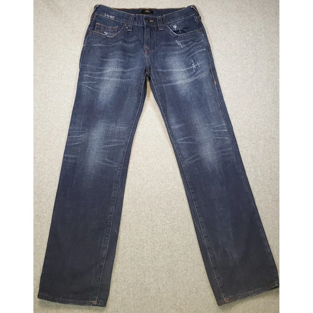 True Religion Ricky Relaxed‎ Straight Jeans Mens Dark Wash Sz 31 Waist is 33